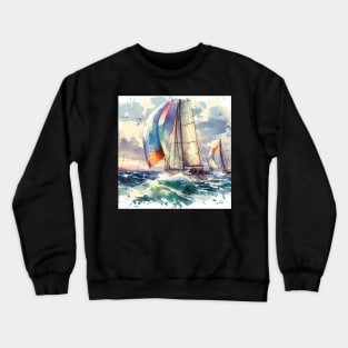 Abstract looking illustration of a sailboat race Crewneck Sweatshirt